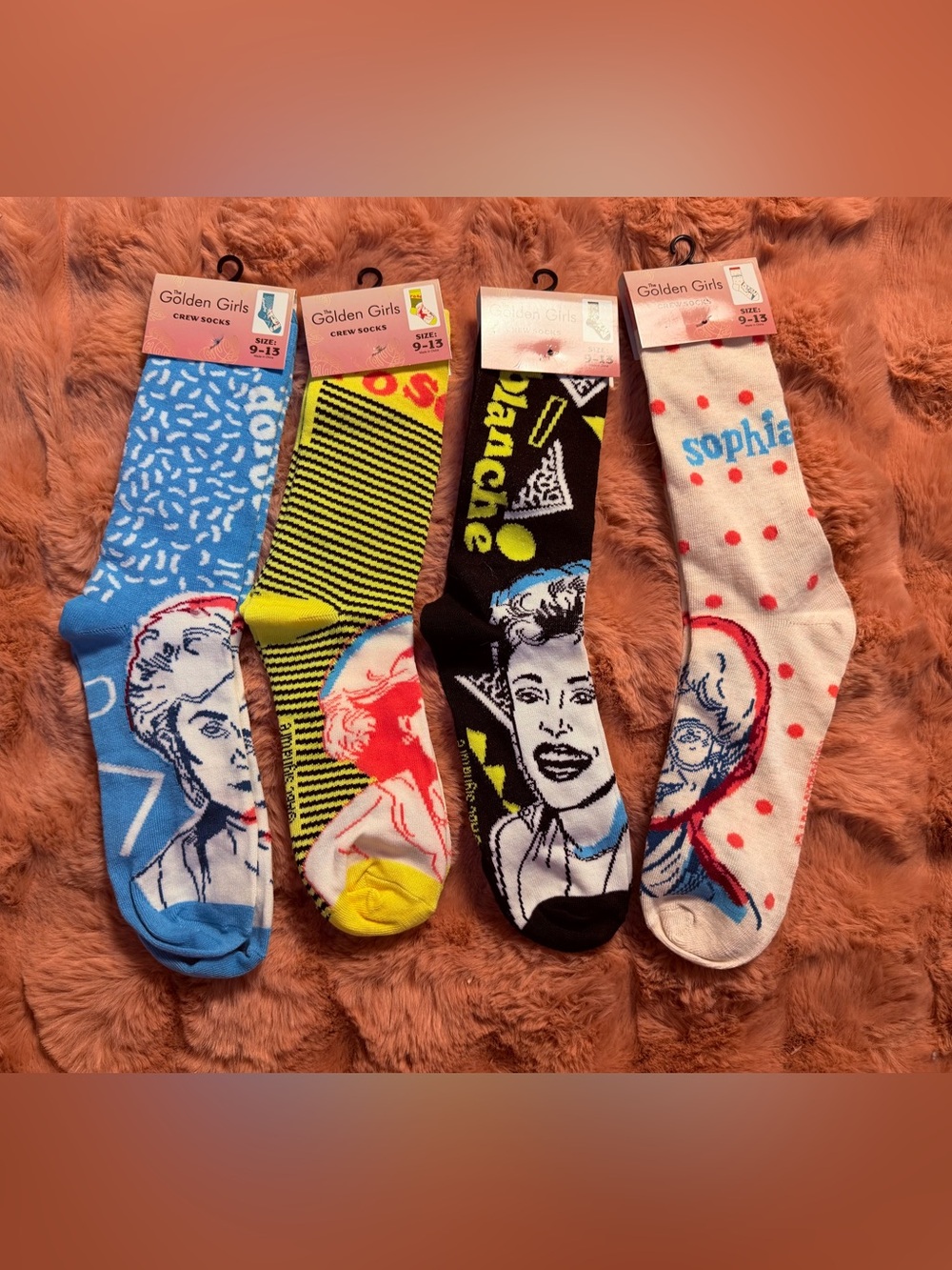 NWT Golden Girls Dorothy Rose Blanche Sophia Crew Socks Set of 4 9-13